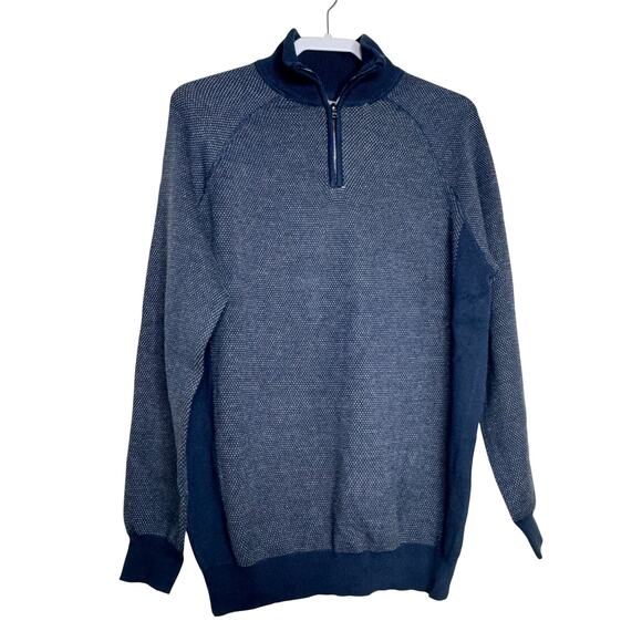 Flag & Anthem Quarter-Zip Pullover Sweater in Blue NWT Size Medium - Picture 1 of 9